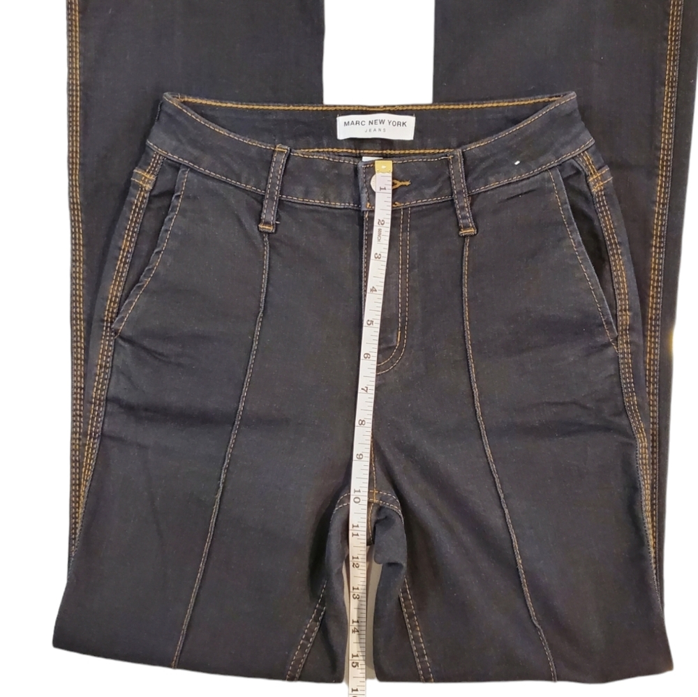 Marc New York Jeans Womens Size 2 Black Mid Rise Front Seam Flare Pants - Picture 8 of 12